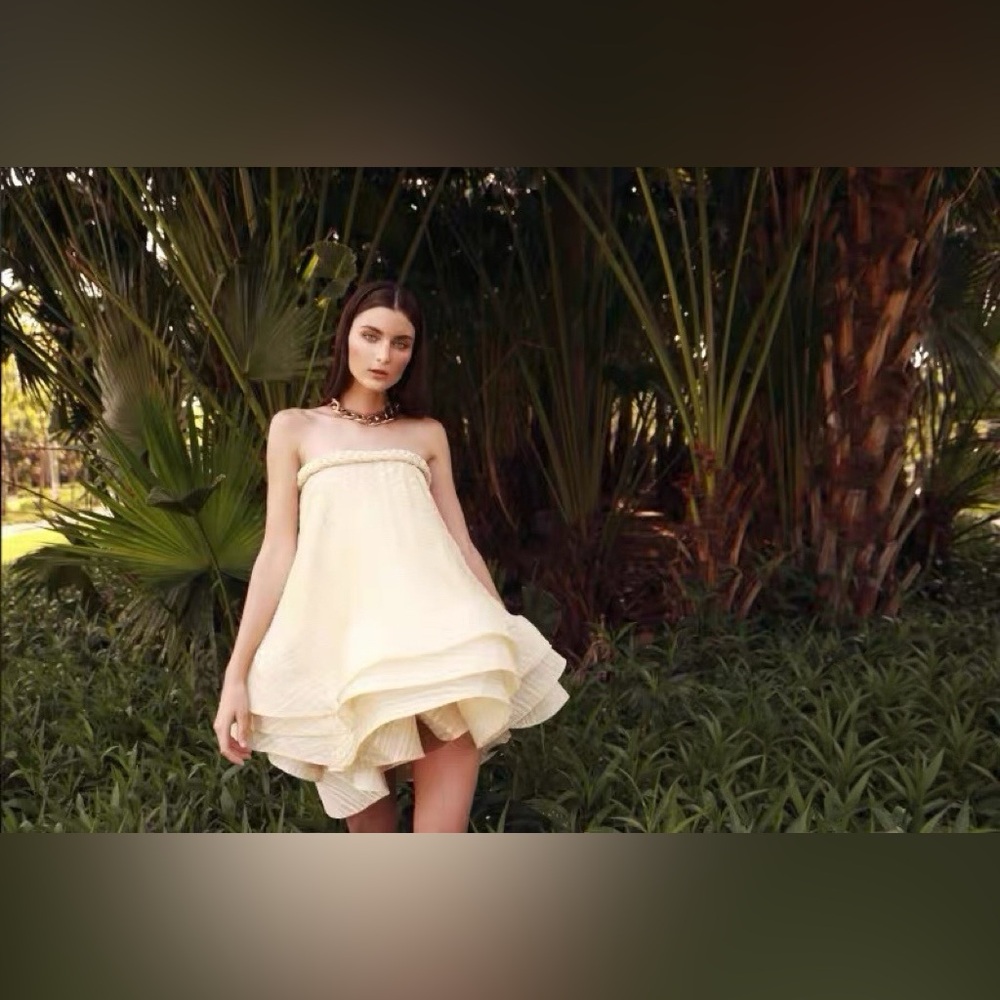 Bronx & Banco Cleo Ruffle Dress in Cream XS NWOT - Picture 3 of 4